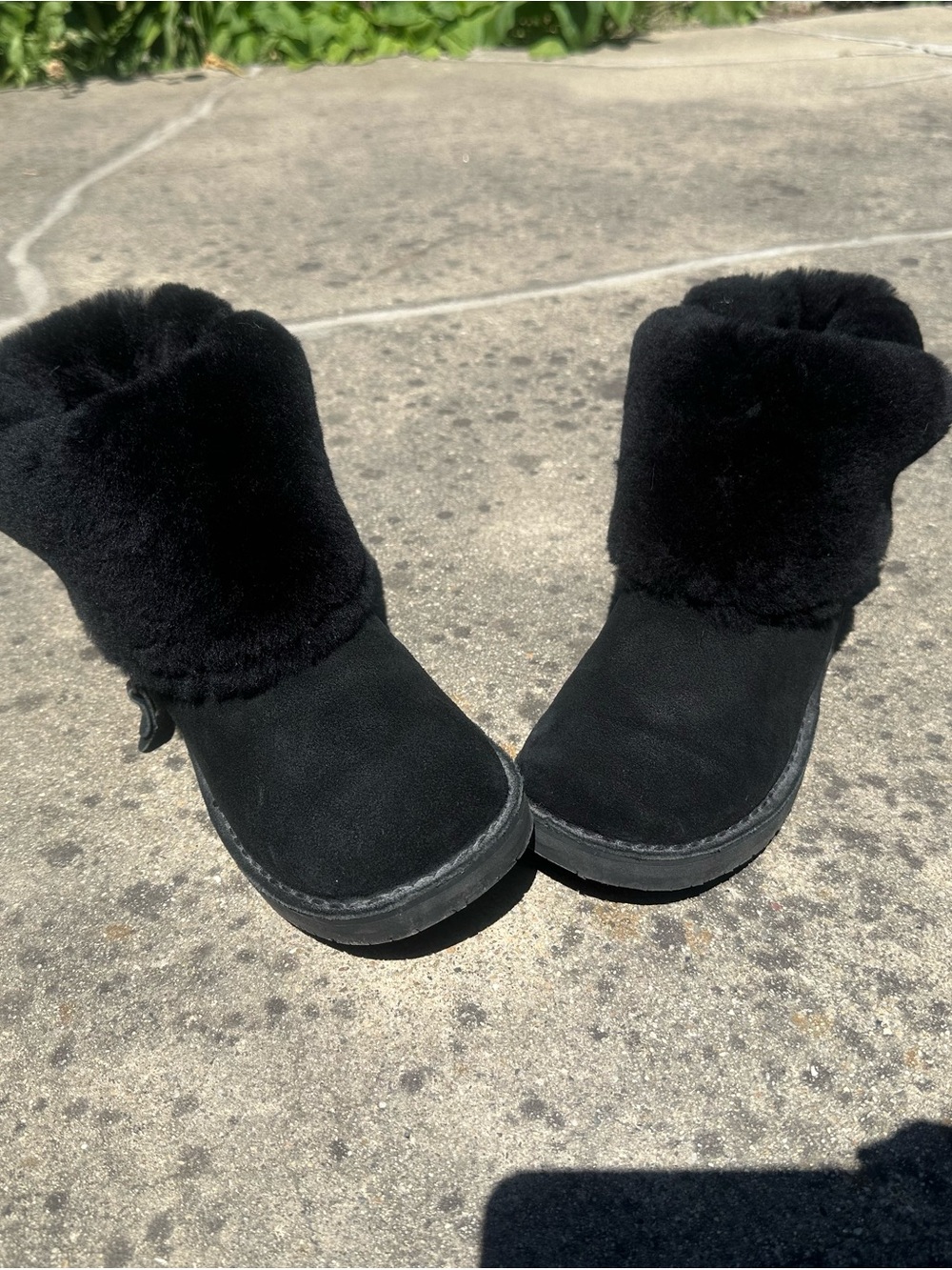 Cloud 9 Black Suede Mid-Calf Fuzzy/ cozy Winter Boots